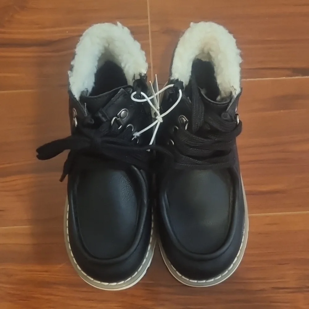 OLD NAVY Little Kids High Top Faux Leather Boots Black Size 9